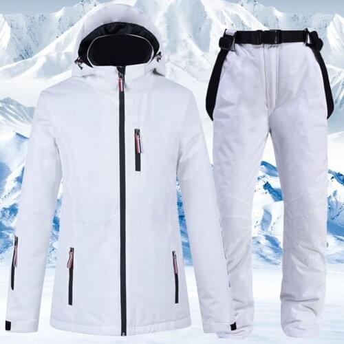 2020 New White Ski Suit Suit 100% Polyester Fiber Winter Outdoor Snowboard And Ski Suits And Ski Clothes Couple Suit