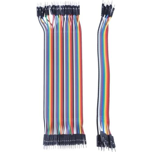 LBER 40pcs 20cm 2.54mm male to male Breadboard jumper wire cable for Arduino