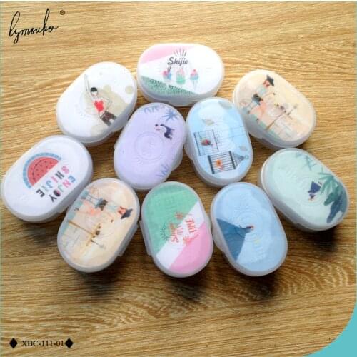 Lymouko 2pcs/Lot All Sorts of Design Patterns Portable Contact Lens Case with Mirror Mini Kit Holder Lenses Box for Women