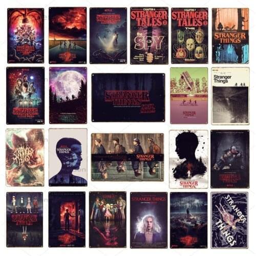 Retro Metal Tin Sign Classic Movie Stranger Things Art Poster Vintage Plaque Home Decoration Bar Pub Coffee Shop Wall Sticker