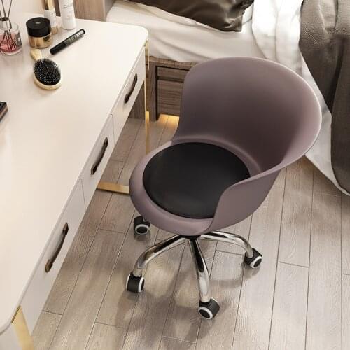 Fashionable Simple Color Plastic Adjustable Rotating Computer Chair Bedroom Living Room Office Manicure Makeup Swivel Chair