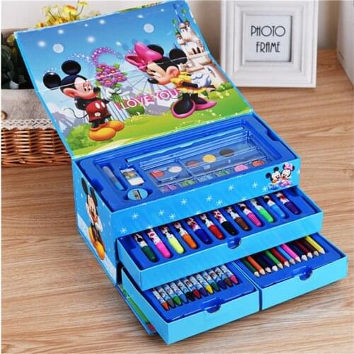 54-piece Disney Princess Water Colored Pen Set Cartoon Drawer Shape Gift Box Colored Pencil Crayon Pastel Combination Set Gift