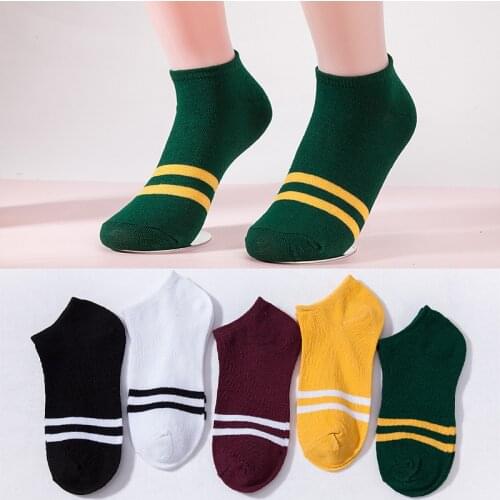 5 Pairs/Set Womens Cotton Invisible No Show Socks Summer Candy Solid Color Silicone Non-slip Socks Sports Casual Boat Socks