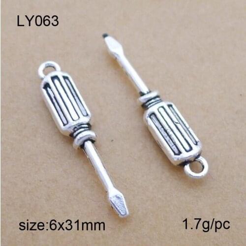 25pcs Antique Sliver Screwdriver Tool Charm Handmade Charms Pendants Jewelry Findings 6x31mm