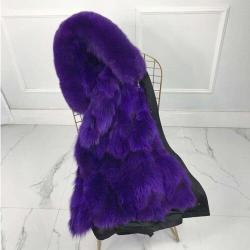 Fox fur large big collar fox fur liner thick warm winter fashion new real fur coat 2019 real fox sliver fox fur long parkas