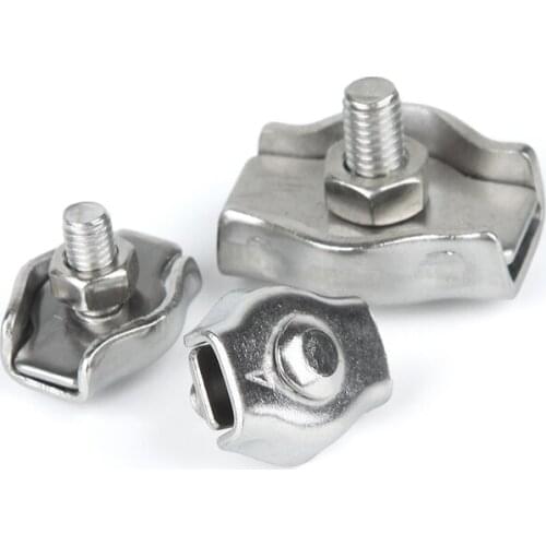 304 Stainless Steel Wire Rope Chuck Fastening Chuck Single Clip Double Brake Wire Chuck Wire Rope Card 2Pcs