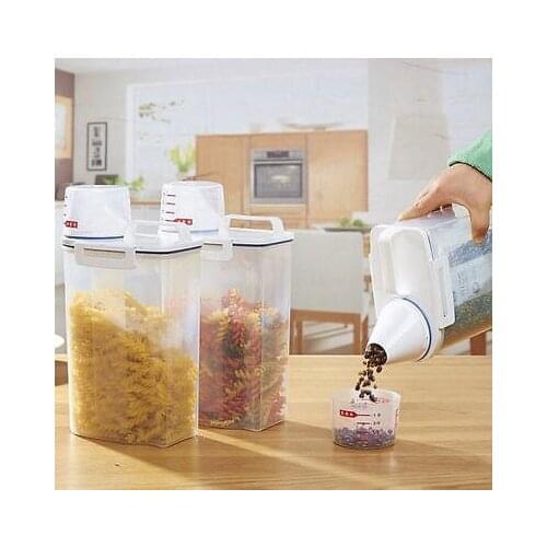 Plastic Kitchen Container Fresh Fruit Food Snacks Storage Bottles Jars Rice Food Case Organizer Vacuum Storage Closet
