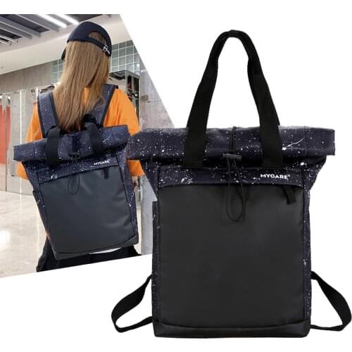 New Men Casual Backpack Women Fashion Travel Bag For School Teenagers Girls Roll Top Black Shoulder Bag Multifunction Laptop Sac