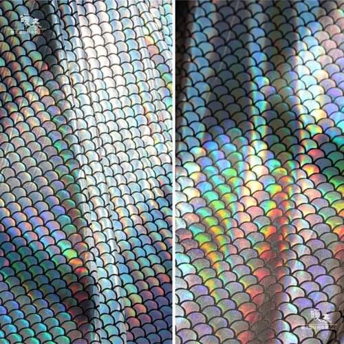 Iridescent Scales Stretch Fabric Hologram Spandex Cloth DIY Skirt Tail Swimwear Decor Dress Garment Designer Fabric