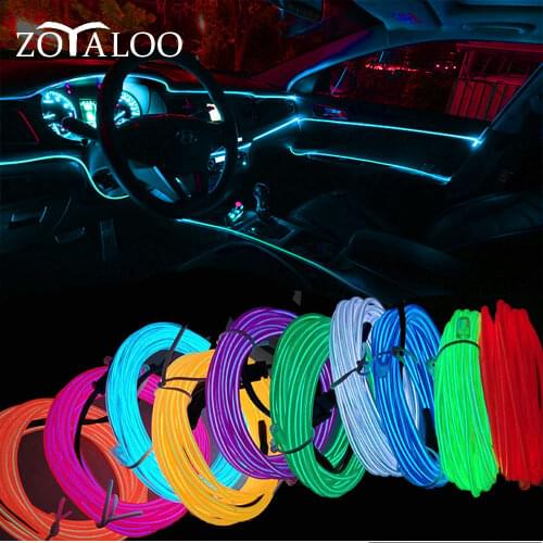 Car Interior Lighting 1M/3M/5M Auto LED Strip Wire Rope Tube Line Flexible Neon Light Car Door Light 12V USB Cigarette Drive