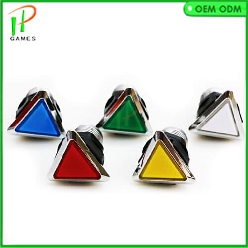 10 pcs CHROME Plated illuminated 12v Triangle LED Arcade Push Button with microswitch 5 colors