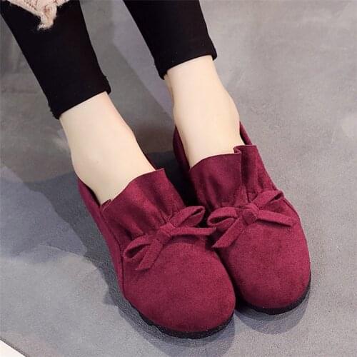 Women Shoes 2021 New Autumn Ladies Mom Flock Wave Solid Work Platform Flat Bottom Solid Casual Loafers Women Shoes