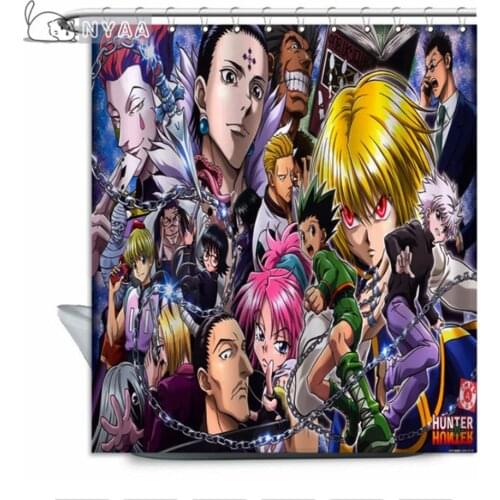 Bathroom Shower Curtain Waterproof Shower Curtains Hunter x Hunter Popular Classic Japanese Anime Bath Curtain With 12 Hooks