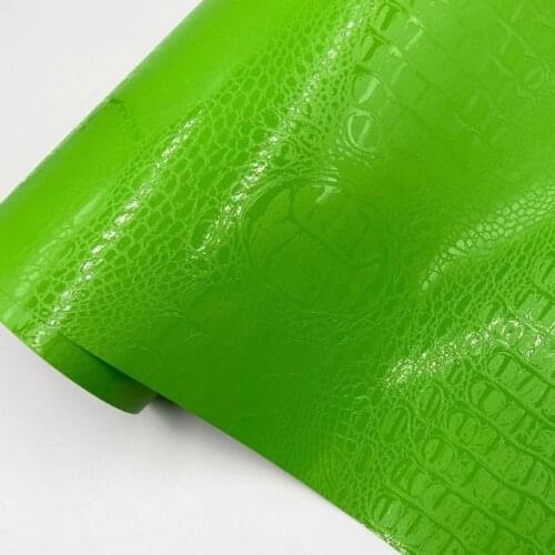 Green Crocodile Leather Grain Texture Vinyl Film Car Wrapping Sticker Decal For Car Panel Dashboard Internal Adhesive DIY