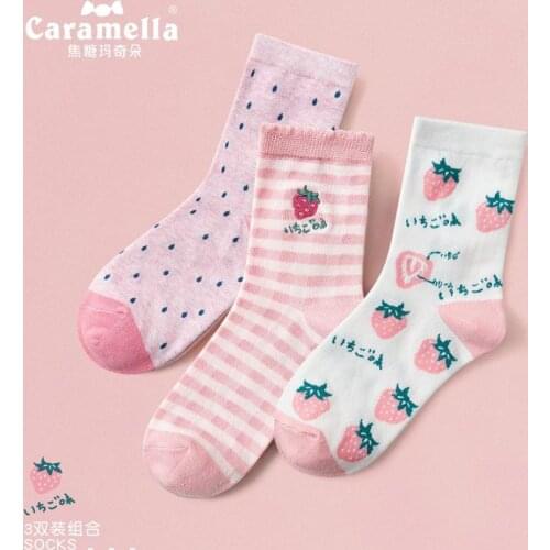 2020 Caramella New Design Women Socks Pineapple Strawberry Watermeloon Funny Pattern Cotton Short Girls Socks Comfy Breathable