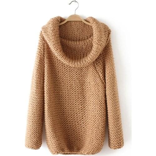 2021 Europe America Strapless Sweater Women Pullover Female Large Lapel Collar hand-woven Loose Jacket Clothing Vestidos MMY023