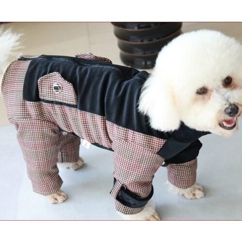 Pet Dog Winter Clothes Warm Thicken Lamb Wool Jacket Protect Belly For Small Dogs Jumpsuit Zipper High Neck Long Sleeve Coat Pug