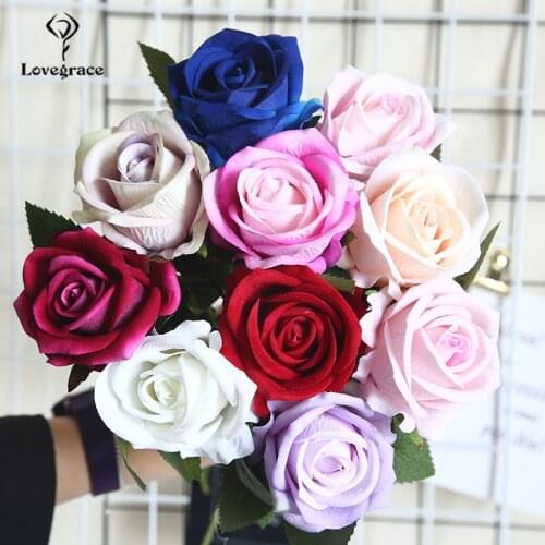 1 Branch Long Rose Artificial Flowers DIY Flannelette Fake Flore for Party Home Garden Wedding Table Decor Imitation Fresh Flore