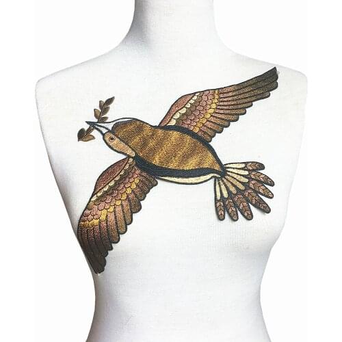 4pc 24x39cm Sew On Pigeon Embroidered Patch Embroidery Bird Applique Patches For Dress Parches Bordados Ropa Sewing DIY AC0907