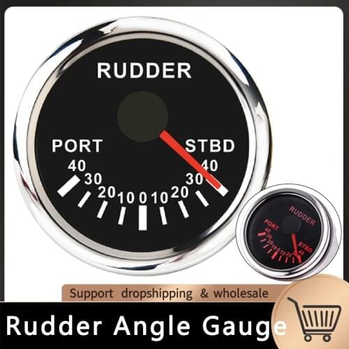 52mm 0-190 ohm Boat Rudder Angle Indicator With Rudder Angle Sensor For Sailing Marine Yacht Rudder Angle Gauge Red Backlight