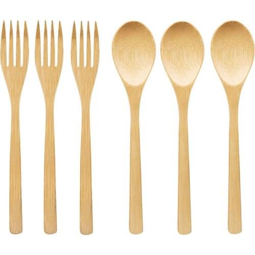 6/12/24/36 Pcs/ Pack Bamboo Wood Cutlery Set Spoon Knifes Forks Set Reusable Natural Bamboo Flatware Eco-Friendly Zero Waste