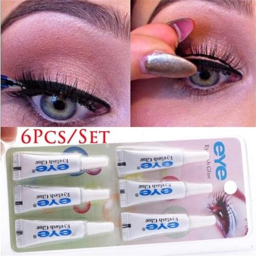 6Pcs/Set Professional Quick Dry Eyelash Glue False Eyelash Extension Long-lasting Beauty Makeup Adhesive Double Eyelid Makeup