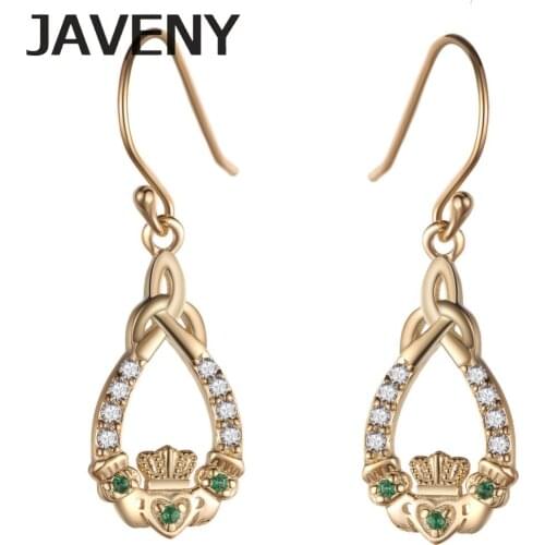 925 Sterling Silver Emerald Cubic Zirconia Irish Celtics Claddagh Wedding Bridal Earring for Women Birthday Christmas Gifts