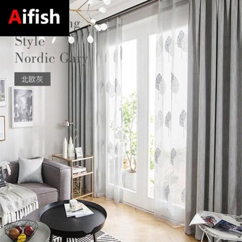 Aifish Nordic Cotton And Linen Embroidery Solid Color Curtains 70%-90% Shading For Living Room Bedroom Decoration Cortinas #6