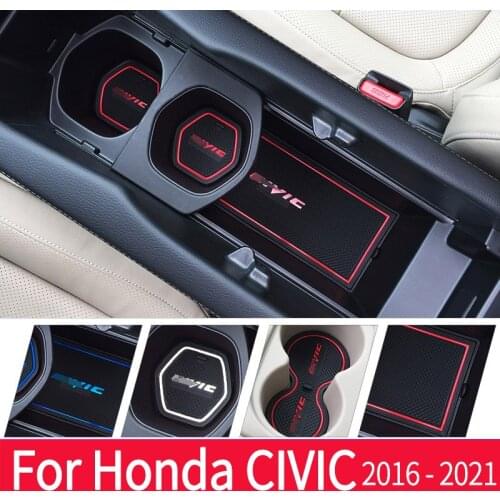 Car Accessories Interior Cup Holder Inserts Center Console Liner Mats Door Pocket Decoration Modification For Honda Civic 10th