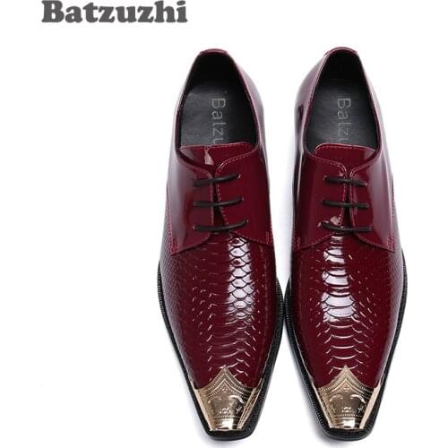Batzuzhi Formal Business Leather Shoes Men Leather Mens Dress Shoes Iron Toe Lace-up Zapatos Hombre Party and Wedding, US12
