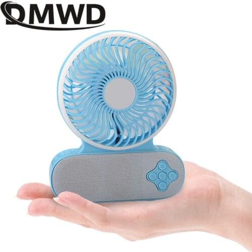 DMWD Outdoor Mini Bluetooth Speaker USB Rechargeable Air Conditioning Cooling Fan Portable Wireless Audio Music Cooler Desk Fans