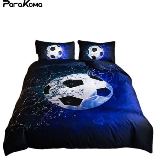 Home Textile Bed Linens Bedding Set 3 Piece 3d Printed Soccer Pattern Duvet Cover and Pillowcase Bedroom Set Sheet