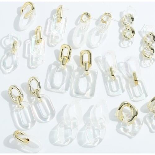 Dvacaman 2021 New Trendy Transparent Clear Resin Acrylic Square Drop Earrings Geometric Hollow Dangle Earrings for Women Jewelry