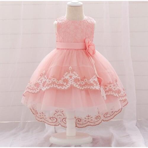 Red Trailing Lace Elegant Christening Princess Toddler Birthday Baby Girl Party Ball Gown Dress Newborn Children Baptism 1 Year