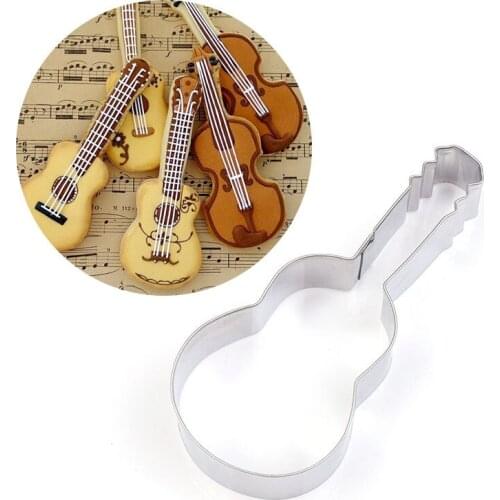 Guitar Cookie Cutter Stainless Steel Cut Candy Biscuit Mold Cooking Tools Music Theme Metal Musical Instrument Cutters Mould