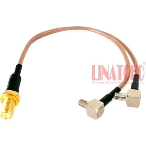 Coaxial RG316 SMA female to two double TS9 male connectors antenna splitter cable