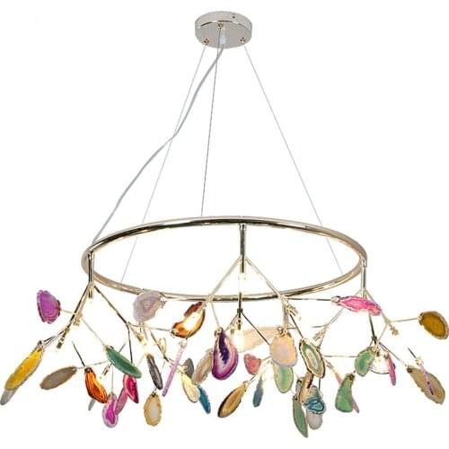 Creative Colorful Agate Firefly Chandelier G4 Luminaria Led Chandelier Lustre Chandelier Lighting Lamparas For Dining Room