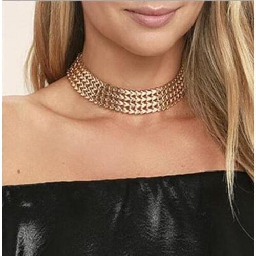 Fashion Style WRN50 Women Gold Color Chains Necklace Unique Choker "W" Necklace Chains 2 Colors
