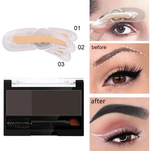 Brow Stamp Shaping Kit 3D Eyebrow Powder Adjustable with 2 Color