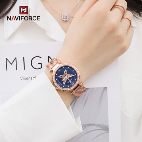 NAVIFORCE Watches For Woman Romantic Quartz Relogio Masculino Elegant Smart Clock Waterproof Butterfly Wristwatch Unique Gift