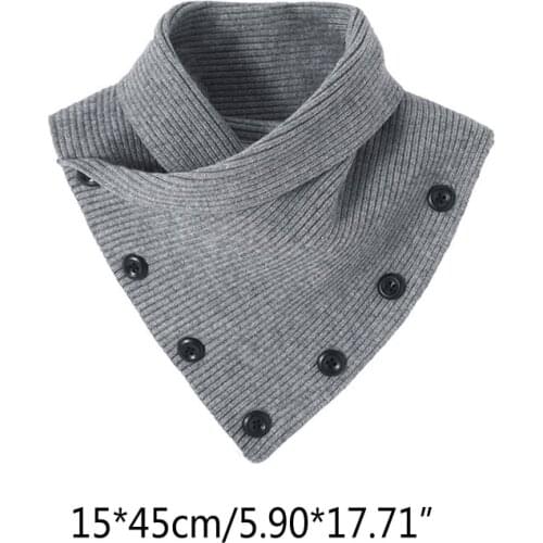2021 New Women Winter Knit Turtleneck Fake Collar Button Short Triangle Scarf Neck Warmer