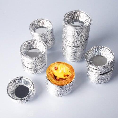 Disposable Pad Egg Tart Tray Tin Cupcake Mold Aluminum Foil Baking Egg Tart Mold Round Silver Jelly Mould Bakeware Tin 150pcs