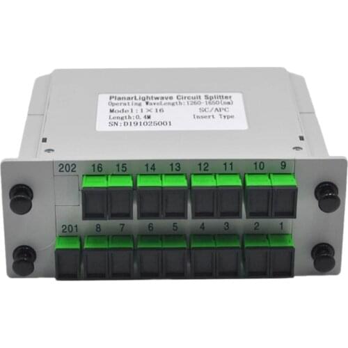 Free delivery1*16 SC/APC Fiber Optic Splitter PLC Splitter 1x16 Cassette Box Card Inserting Type Optical FTTH SC APC Splitter