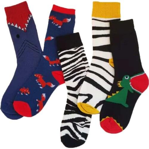 Peonfly Size Big Colorful Combed Cotton Funny Animal Novelty Dress Men Happy Harajuku Socks for Christmas Gift