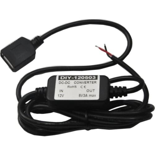 DC-DC Buck Converter 12V(8V-22V) Step Down 5V 3A Module Car Power Converter 1M Power Cable USB Output Adapter
