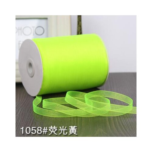 3/8" inch 1cm 10meters Fluorescent yellow Chiffon Transparent Ribbon For Wedding Christmas Deoration Crafts Gift Packing Belt