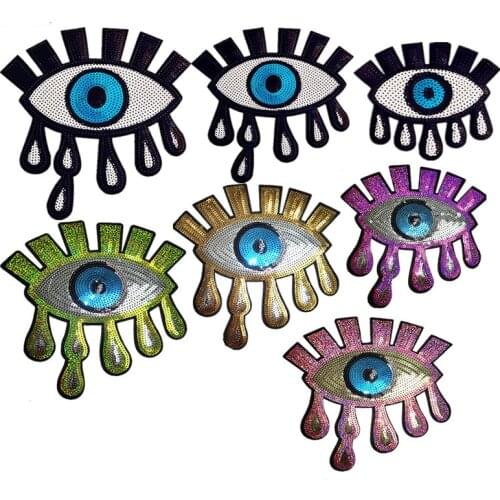 Sequins Applique patches Multicolor Bling Eyes Sequin Cloth Paste Change Color Diy Craft Sew On Coat For Kids Decoration