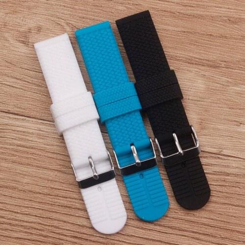 Watch Accessories Silicone Strap 20mm Pin Buckle Waterproof Breathable Mens and Womens Sports Watch Strap
