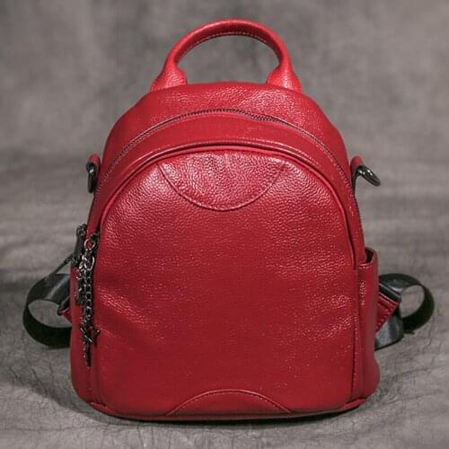 New Leather Casual Womens Backpack Female Small Backpacks First Layer Cowhide Shoulder Bag