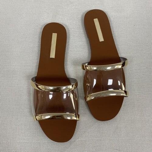 Summer New Womens Shoes Outdoor Women Sandals Flat-bottomed Comfortable Beach Shoes Vogue Transparent Sandals Female Slides